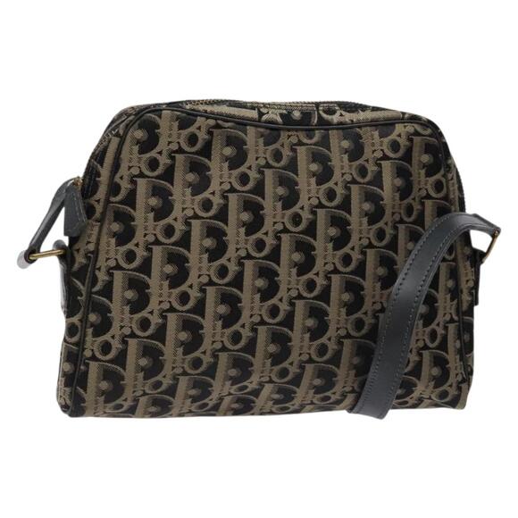 DIOR Trotter Canvas Shoulder Bag Black Gold - Picture 1 of 12